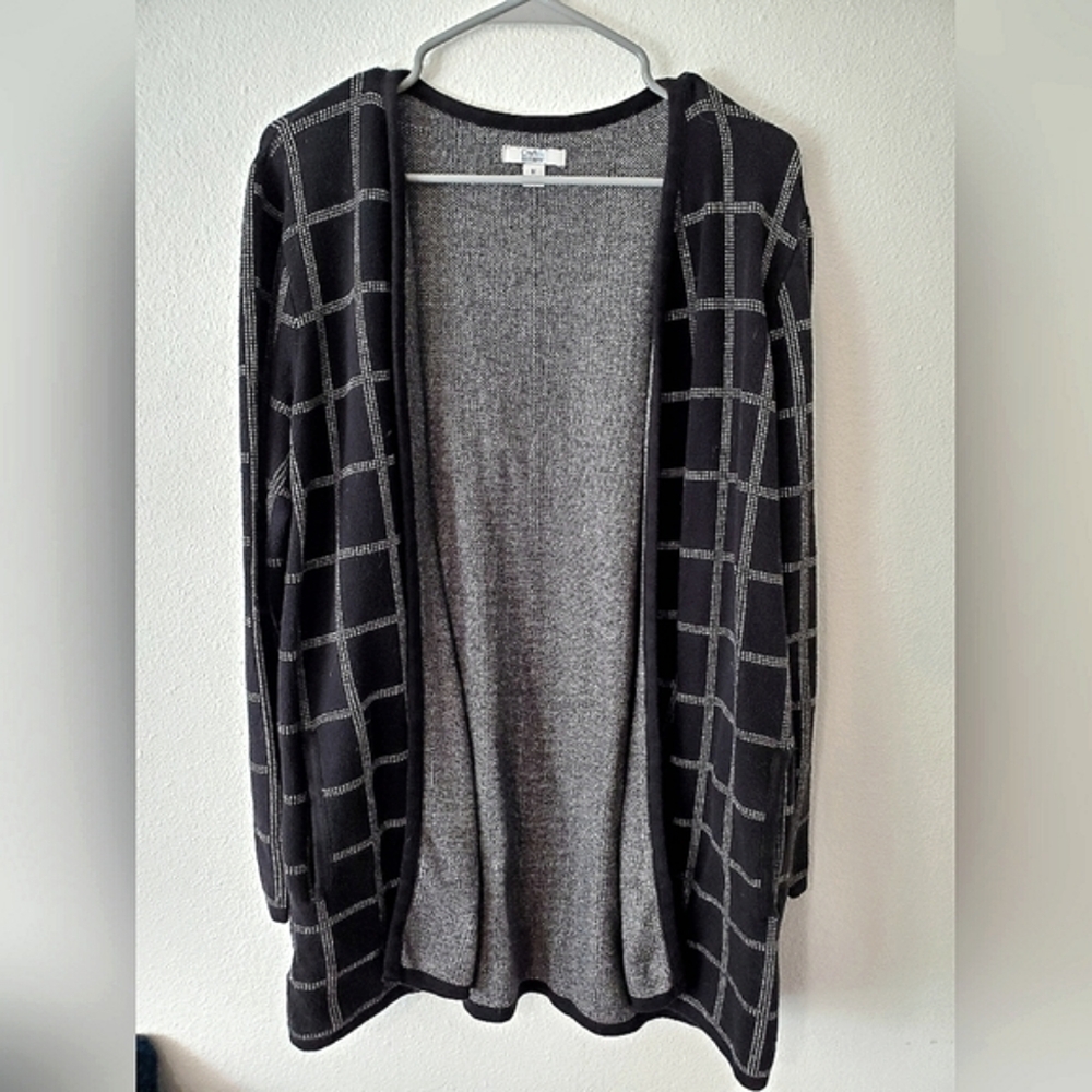 Cardigan. Black Cardigan. Black and White Cardigan. Croft & Barrow. Comfortable